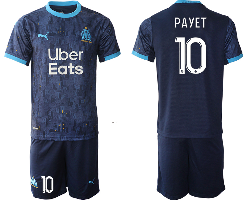 Men 2020-2021 club Marseille away blue #10 Soccer Jerseys